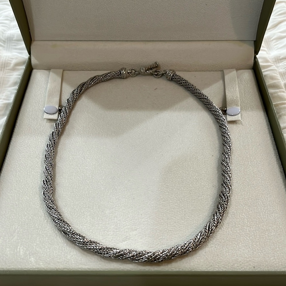 Judith Ripka Sterling Silver Woven 18” Necklace with Loop & Toggle